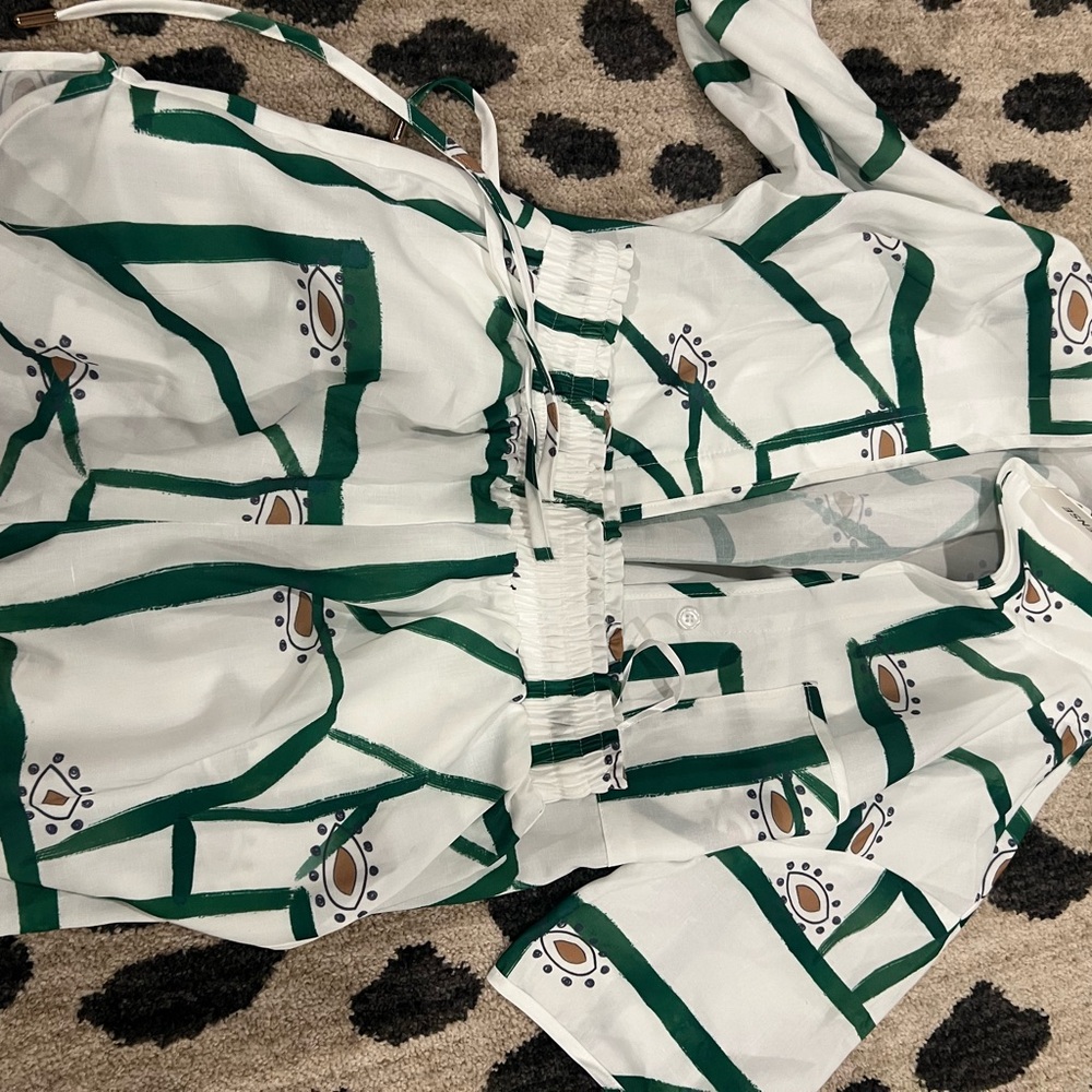 Commense Green and White Patterned Women Shorts